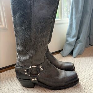 Frye Charcoal Harness Boots